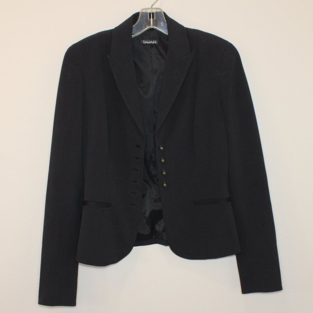 women's Tahari‎ Size 4 black blazer jacket lined professional